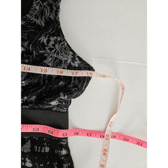Taylor Ruffle Neck Metallic Cocktail Dress Size 6 Gray Black Silver fixable flaw - Picture 10 of 13